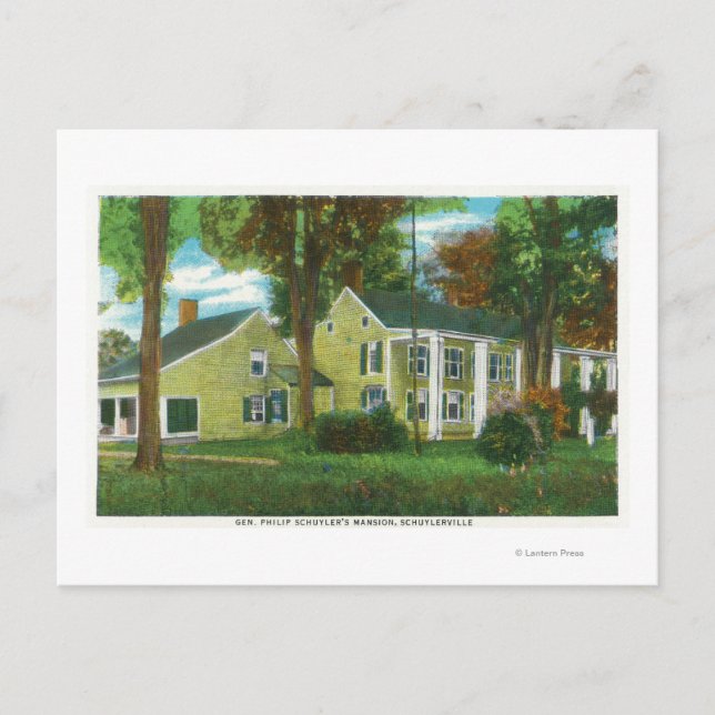 Exterior View of Gen Philip Schuyler's Mansion Postcard (Front)