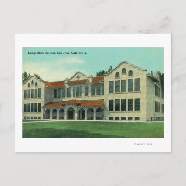 Exterior View of Longfellow School Postcard (Front)