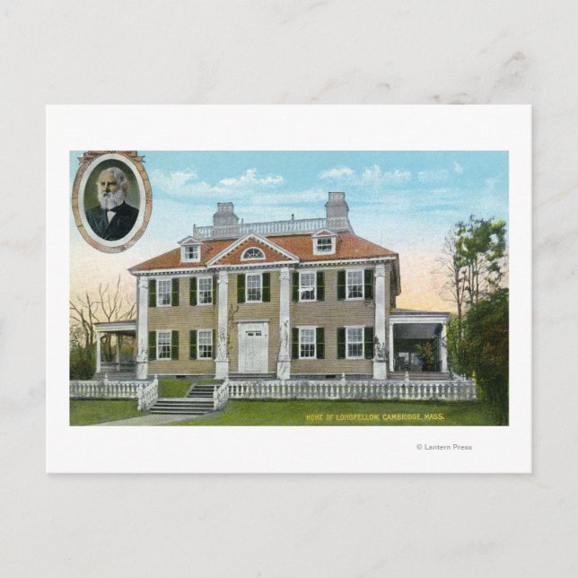 Exterior View of Longfellow's Home # 2 Postcard (Front)