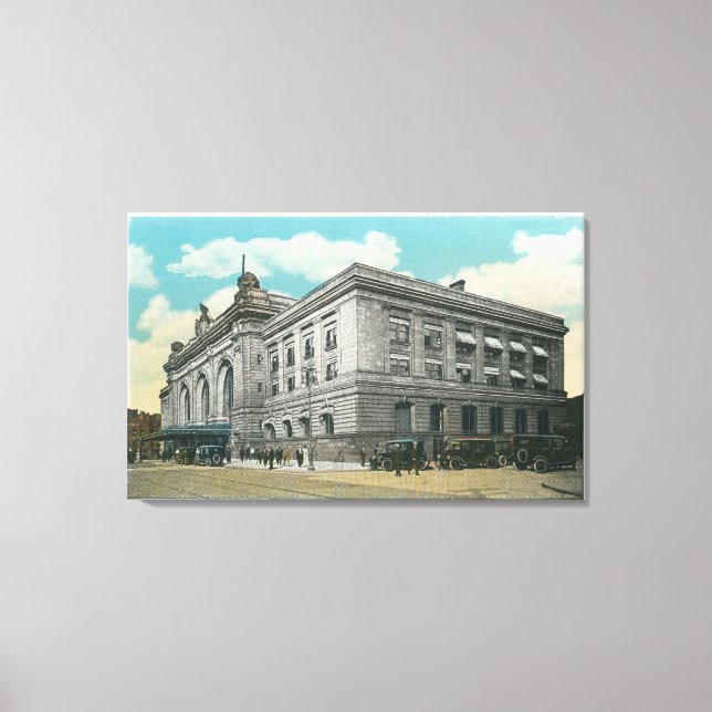 Exterior View of NY Central Railroad Station Canvas Print (Front)