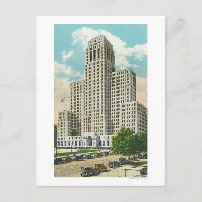 Exterior View of NY State Office Bldg Postcard (Front)