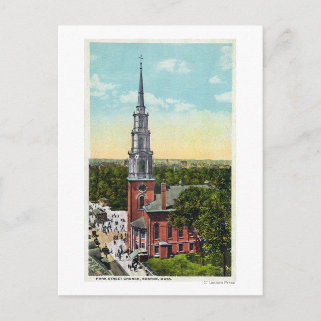 Exterior View of Park Street Church Postcard (Front)