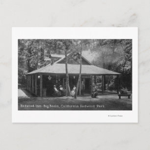 Exterior View of Redwood Inn Postcard