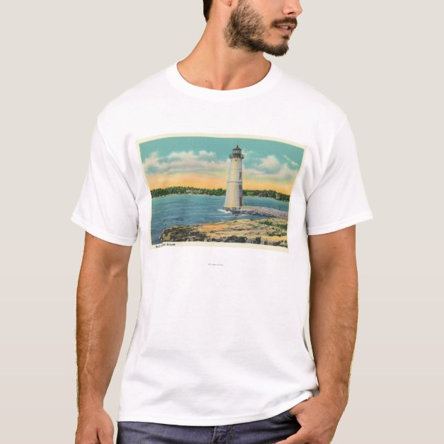 Exterior View of Rock Island Light House T-Shirt (Front)