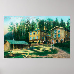 Exterior View of School House and Post Office Poster