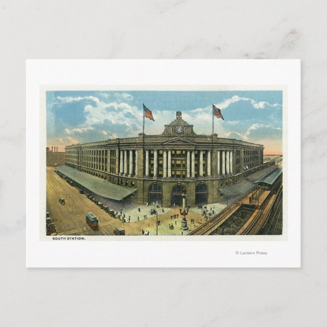 Exterior View of South Station # 3 Postcard (Front)