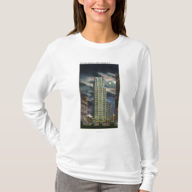 Exterior View of State Tower Building at Night T-Shirt (Front)