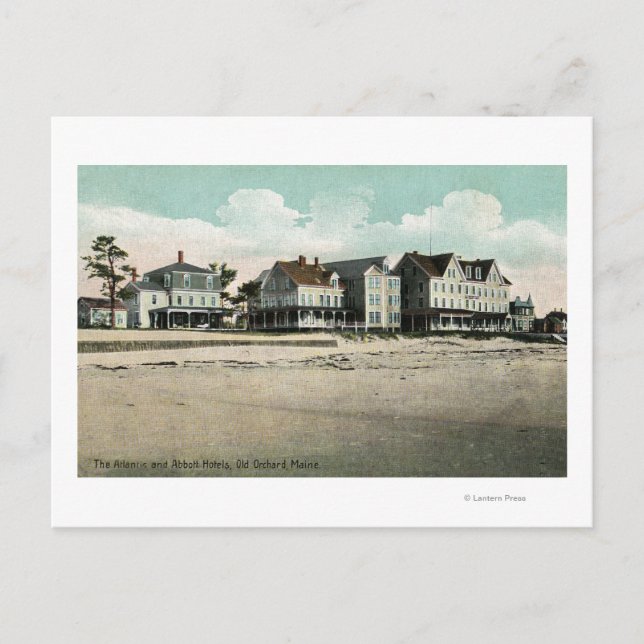 Exterior View of the Atlantic and Abbott Hotels Postcard (Front)