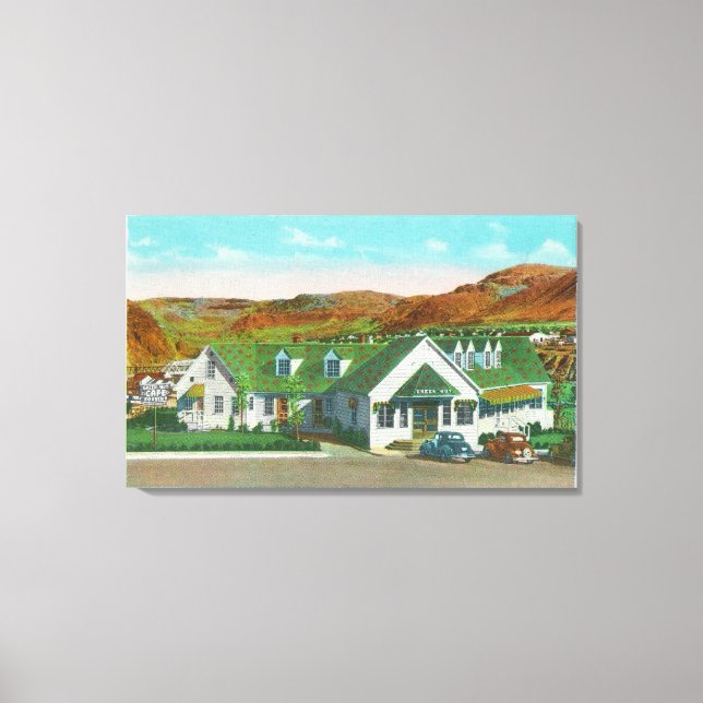 Exterior View of the Green Hut Caf� Canvas Print (Front)