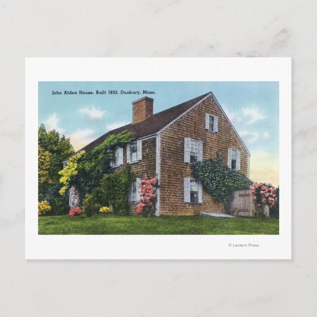 Exterior View of the John Alden House Postcard (Front)