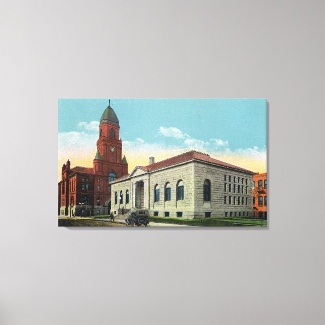 Exterior View of the Library and City Hall Canvas Print (Front)
