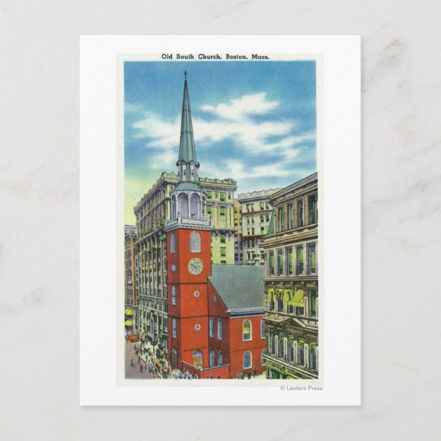 Exterior View of the Old South Church Postcard (Front)