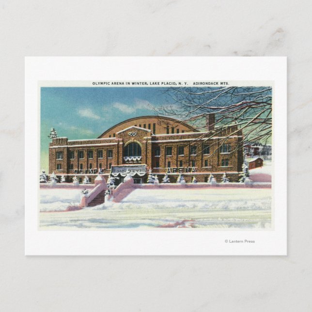 Exterior View of the Olympic Arena in Winter Postcard (Front)