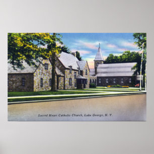 Exterior View of the Sacred Heart Catholic Poster