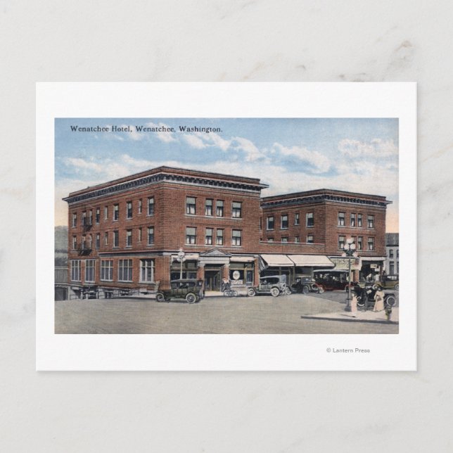 Exterior View of the Wenatchee Hotel Postcard (Front)