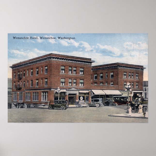 Exterior View of the Wenatchee Hotel Poster (Front)