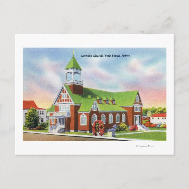 Exterior View of the York Beach Catholic Postcard (Front)