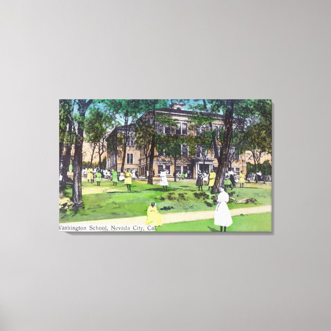 Exterior View of Washington School Canvas Print (Front)