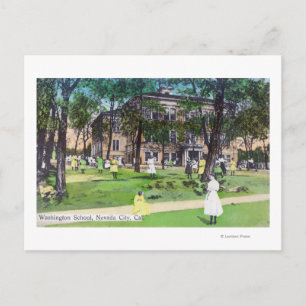 Exterior View of Washington School Postcard