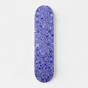 Exterminated Alien Circuit - White on Deep Blue Skateboard