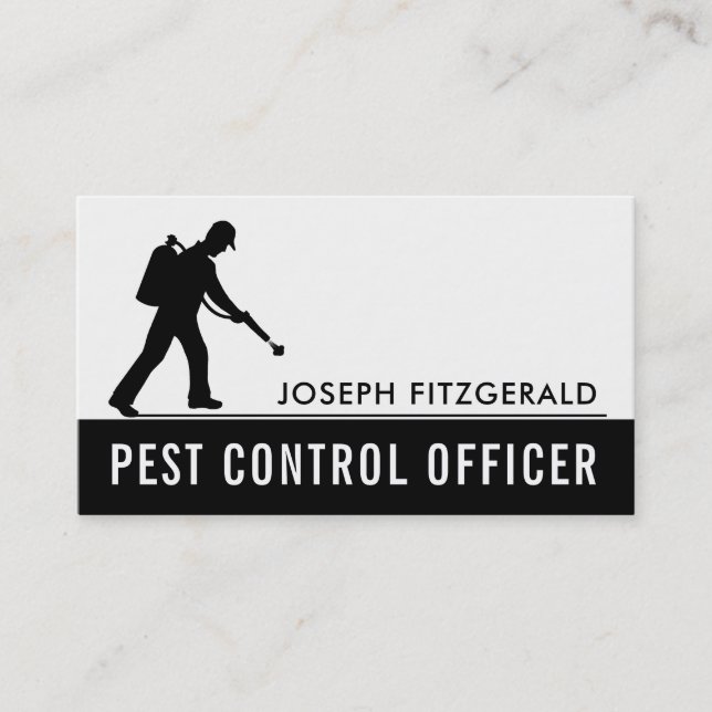 Exterminator, Black & White Pest Control Business Card (Front)