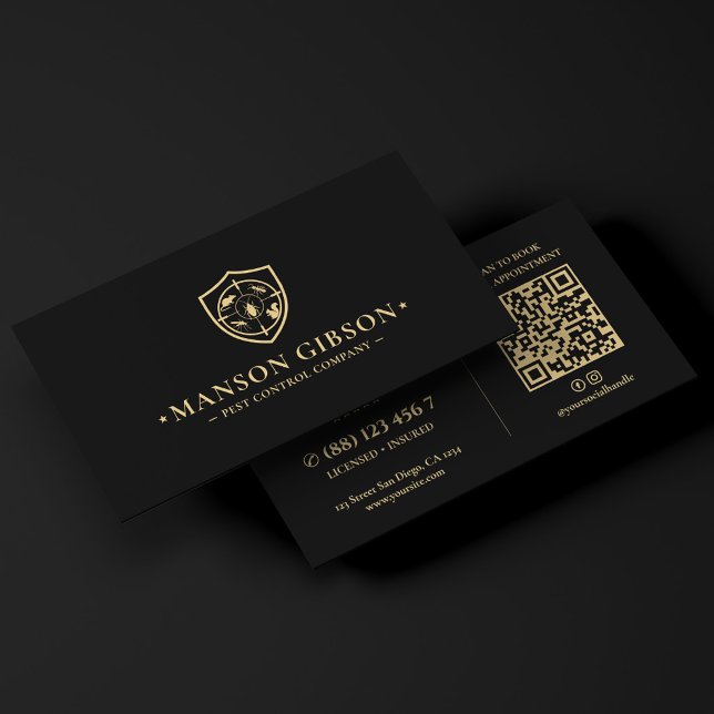 Exterminator Pest Control Logo Black Modern Business Card (Exterminator Pest Control Logo Black Modern Business Card
)