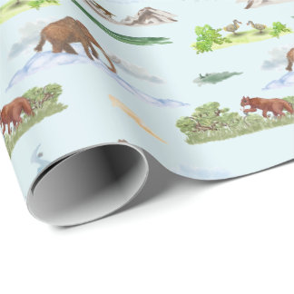 Extinct Animal Toile Wrapping Paper