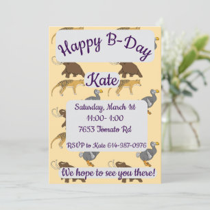 Extinct Animals Happy Birthday Invitation