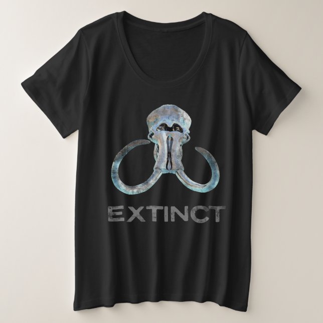 Extinct Woolly Mammoth Fossil Head Version 2 Plus Size T-Shirt (Design Front)