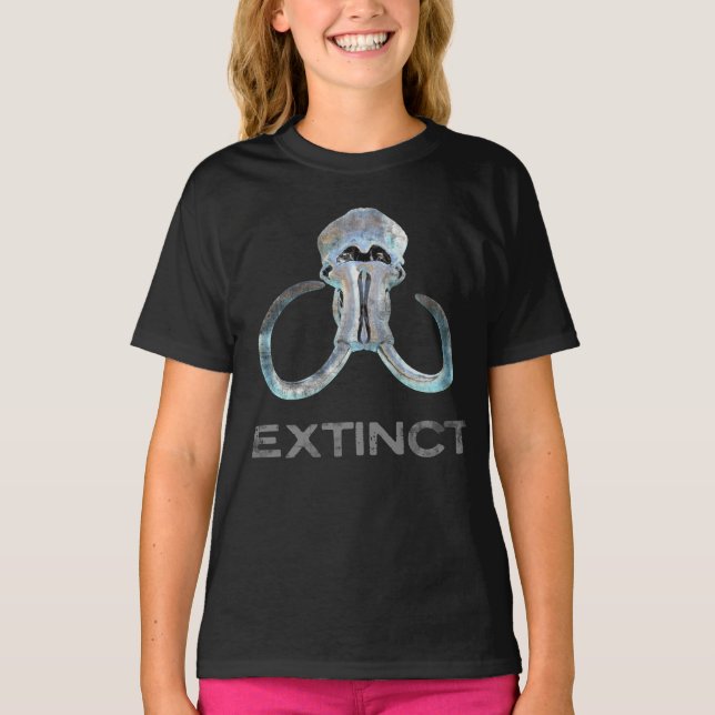 Extinct Woolly Mammoth Fossil Head Version 2 T-Shirt (Front)
