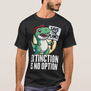 Extinction Is No Option Dinosaur Environmental Pro T-Shirt