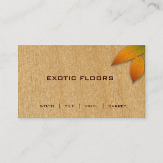 Extoic Wood Business Card with autumn Leaf birch