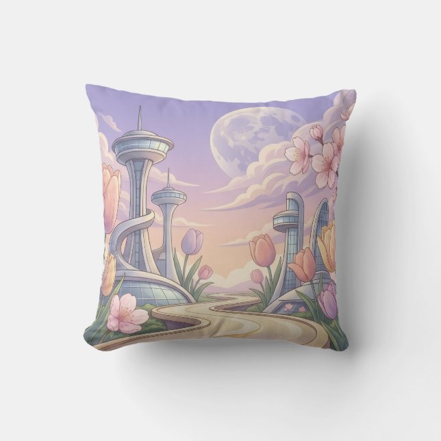 Extra Celestial Glowing Floral Throw Pillow (Front)