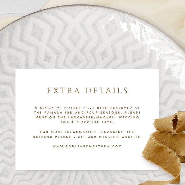Extra Details (Or Other), White and Gold Wedding Enclosure Card (Creator Uploaded)