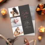 Extra Joy Photo Grey Holiday Birth Announcement<br><div class="desc">Present your baby to the world in style with this minimalist birth announcement this holiday season. Featuring template spaces for 4 images and 100% of text is editable.</div>