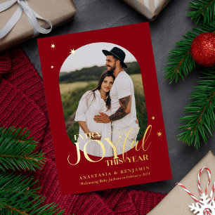 Extra Joyful Pregnancy Announcement Christmas Card