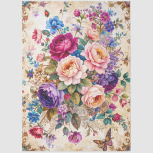 Extra Large Baroque Colourful Florals Decoupage Tissue Paper