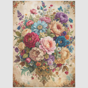 Extra Large Baroque Colourful Florals Decoupage Tissue Paper