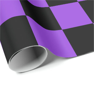 Extra Large Black and Purple Checks Wrapping Paper