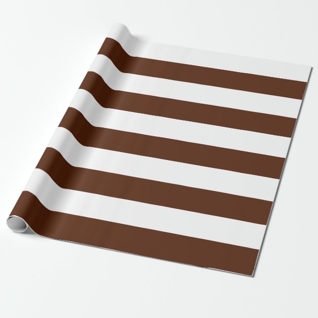 Extra Large Brown and White Stripes Wrapping Paper (Unrolled)