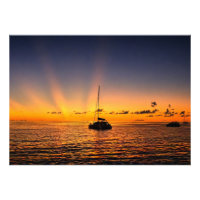 Extra Large Caribbean Sunset Sailboat Photo