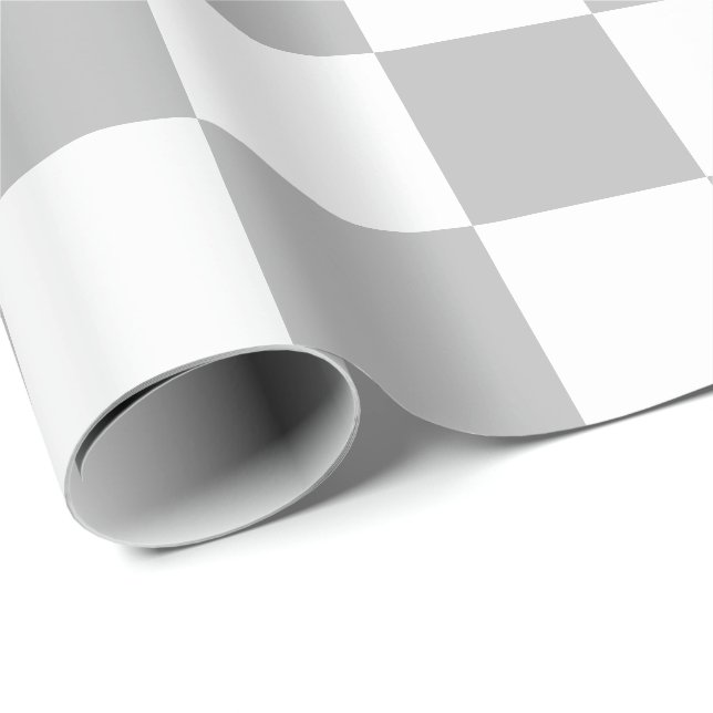Extra Large Grey and White Checks Wrapping Paper (Roll Corner)