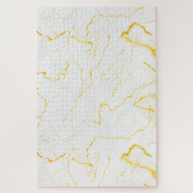 Extra Large Hard Elegant Gold Glitter White Marble Jigsaw Puzzle (Vertical)