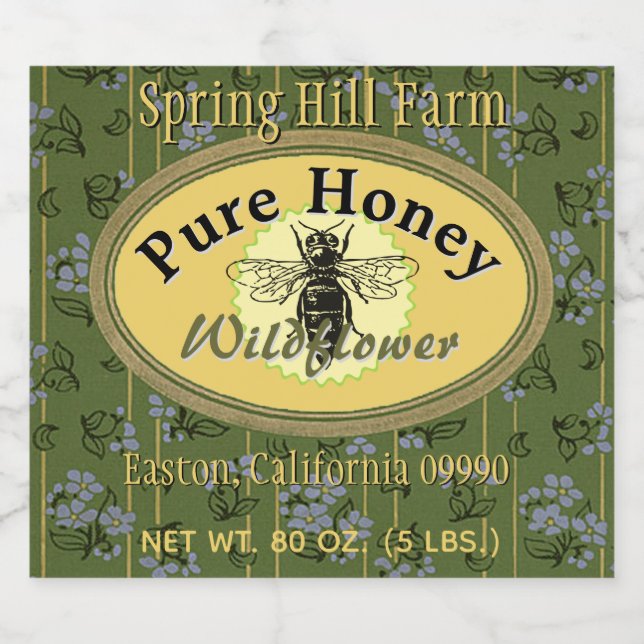 Extra Large Honey Jar & Beehive Sticker (Single Label)