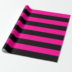 Extra Large Hot Pink and Black Stripes Wrapping Paper