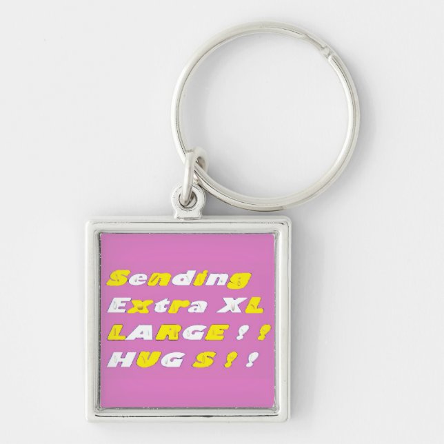 Extra Large Hugs design pink yellow white graphics Key Ring (Front)