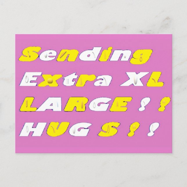 Extra Large Hugs design pink yellow white graphics Postcard (Front)
