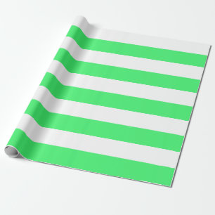 Extra Large Light Green and White Stripes Wrapping Paper