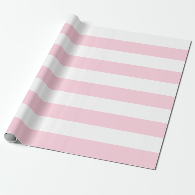 Extra Large Light Pink and White Stripes Wrapping Paper (Unrolled)