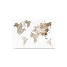 Extra large Neutral Color World Map Canvas